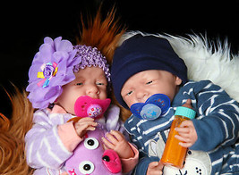 Reborn Twin Babies Boy &amp; Girl Doll Preemie 15&quot; Washable Berenguer Life Like - £141.93 GBP