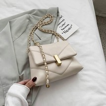 Ladies Vintage PU Leather Bags Simple Women 2022 Fashion ed Chain Shoulder Hand  - £28.31 GBP