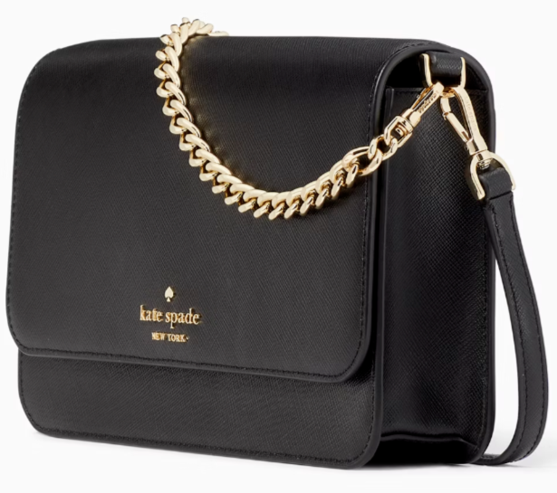 Kate Spade Madison Flap Crossbody Bag Black Leather Chain Purse KC430 NWT FS