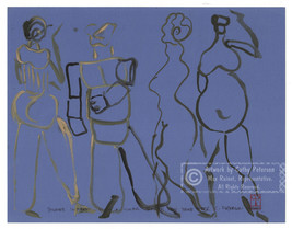 Abstract Figures Semi-nude Pose 2000 C Peterson * Oil Painting Circus women man - £271.29 GBP