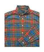 Ralph Lauren Shirt Boys Medium Blue Red Plaid Button Down Natural Stretc... - €21,34 EUR