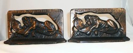 Vintage Bronze Colored Cast Iron Bookends Switzerland&#39;s Lion of Lucerne - £141.48 GBP