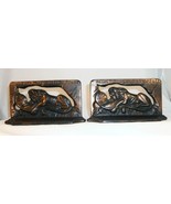 Vintage Bronze Colored Cast Iron Bookends Switzerland&#39;s Lion of Lucerne - £138.61 GBP