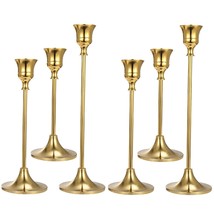 Set Of 6 Gold Candlestick Holders Gold Candle Holder Taper Candle Holders Candle - £54.34 GBP