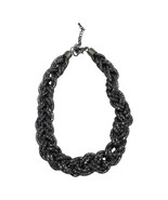 Vintage Braided Necklace Gunmetal Gray tone Statement 23&quot; - £19.72 GBP