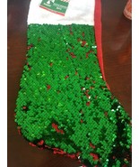 Christmas House Green and Red Sequin Flip 18&quot; Christmas Stocking-NEW-SHI... - €10,04 EUR