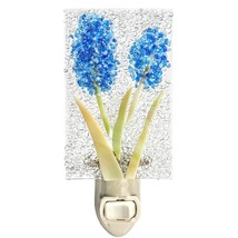 Stained Glass Night Light, Blue, Tulip, Flower, Plug In Nightlight For B... - $55.99