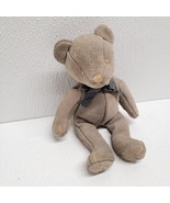 Edelman Leather Brown Gray Teddy Bear Sitting Plush Stuffed Animal Weighted - $49.40