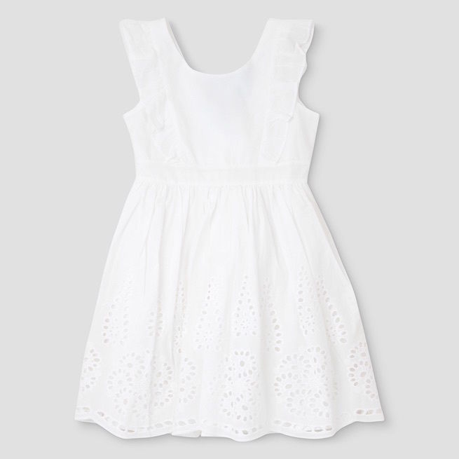 New DISNEY TARGET Durran Girls' Beauty and the Beast White Eyelet Apron Dress 4 - $69.29