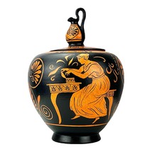 Pandora Box and Goddess Hope Jewelry Jar Vase Ancient Myth Greek Pottery - £60.67 GBP