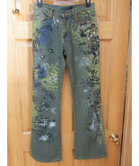 MISS JNY Painted Denim Blue Jeans Art to Wear Abstract Jennyfer Sz 10 EUC - £17.89 GBP