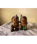 Vtg Victoria Ceramics Hand Painted Indian S&amp;P Shakers Native American He... - $17.95