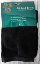 Club Champ Tri Fold Golf Towel Black 16&quot;x 25&quot; Cotton Weave w/ Metal Grommet NEW - £7.77 GBP