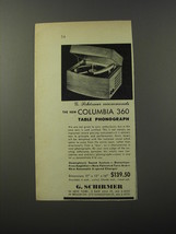 1953 G. Schirmer Columbia 360 Table Phonograph Advertisement - £14.78 GBP