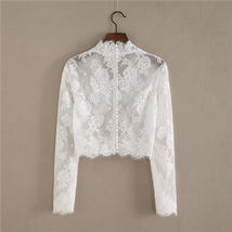White V-Neck Lace Tops Bridal Custom Plus Size Floral Lace Top Blouse image 3