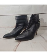 Kate Spade New York Yillie Black Leather Pointed Buckle Ankle Boots Size 10 - $79.19