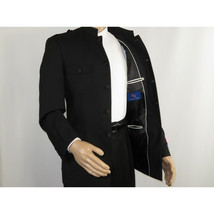 Men Apollo King Banded Collarless suit Mandarin Military Style 5button K1 Black image 8