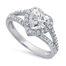 1.85CT Coeur Imitation Diamant Bague Solitaire Fiançailles 14K Plaqué or Blanc - £65.96 GBP