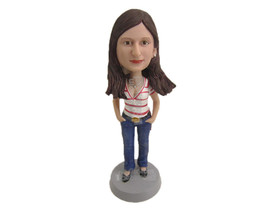 Custom Bobblehead Elegant Lady With Trendy Top And Beautiful Necklace - Leisure  - £70.88 GBP