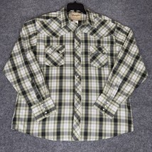 Wrangler Shirt Men XL Green Plaid Sawtooth Pearl Snap Long Sleeve Western Cowboy - $19.68