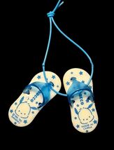Vintage Sanrio Pochacco Flip Flops Charm Keychain 1999 Rare White Blue M... - $34.68