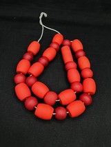 Beautiful Red Round Beautiful Glass Beads Long Strand Necklace - £46.63 GBP