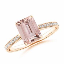 Authenticity Guarantee 
Natural Morganite Cocktail Ring with Diamond Accents ... - £766.62 GBP