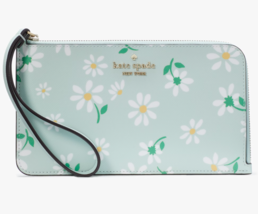 Kate Spade Lucy Aquamarine Blue Floral L-Zip Wristlet KH238 Daisy NWT $139 MSRP - £34.90 GBP