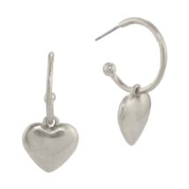 Solid Heart with Loop Stud Earrings Silver Hypoallergenic - $12.29