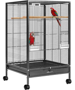 30 Inch Height Wrought Iron Bird Cage with Rolling Stand for Conures Lov... - €108,41 EUR
