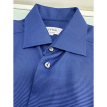Eton Contemporary Men Dress Shirt Blue Houndstooth Button Up 15.5 39 Med... - $29.67
