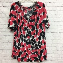 Lane Bryant Womens Tunic Top Red Black tie front Abstract Stretch Plus 18/20 - £20.08 GBP