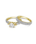 14kt Yellow Gold Bridal Wedding Ring Band Set CZ Size 7 - £250.53 GBP