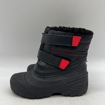 Wonder Nation Girls Black Red Mid Calf Hook &amp; Loop Snow Boots Size 10 - £34.82 GBP
