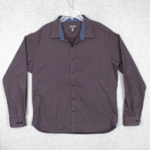 Van Heusen Men&#39;s Dress Shirt Long Sleeve Geometric Dark Purple 17 17.5 - £8.11 GBP