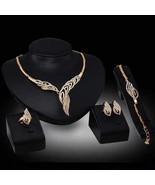 Gorgeous jewelry set necklace earrings ring and bracelet rose gold - £63.21 GBP