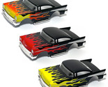 3pc 2023 AFX &#39;tras 1957 Lowered &#39;57 Chevy Bel Air Black/FLAME HO Slot Ca... - $54.99