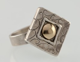 Texture Argent Sterling Anneau Bague Avec Ton Doré Accent Taille 7 - $138.30