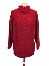 VTG 80s 90 FORENZA Chunky Cable Knit Sweater Women MEDIUM Red Mock Neck ... - £29.60 GBP