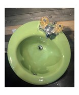 Vintage Kohler Lime Green Bath Sink Retro 70s Cast Iron Drop In Round Mi... - €364,68 EUR
