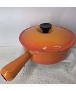 Vintage Le Creuset Enamel Cast Iron #20 Red Orange Pot Sauce Pan With Lid - $914.97 MXN