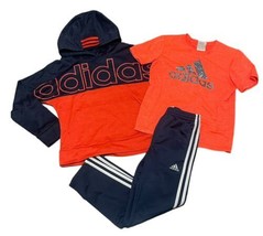 3 Piece Adidas Youth Boys Outfit Size 7/8. Hoodie, Tee, Sweats (lot 93) - $31.68