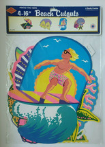 2003 Beistle Beach Party Surfing Cutouts 16" Set Of 4 New In Packaging - $14.99