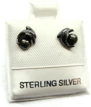 925 Sterling Silver Dolphin Ball Post Earrings Small Vintage Beach Sand Water - £15.45 GBP