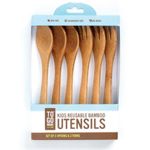 To Go Ware Kids Reusable Bamboo Utensils (Pack of 3 Spoons 3 Forks) Eco-... - £9.09 GBP