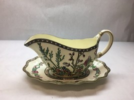 Vintage Coalport China Indian Summer Pattern Gravy Boat Under Plate Scalloped - £71.60 GBP