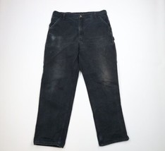 Vintage Carhartt Mens 38x34 Thrashed Wide Leg Dungaree Canvas Pants Black Cotton - £54.26 GBP