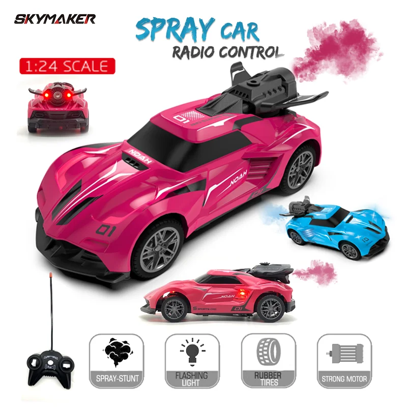 RC Car 1/24 2.4Ghz Remote Control Racing Vehicle 2WD with LED Light Spray Smoke - £22.66 GBP+