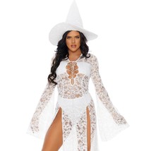 Good Witch Costume Lace Maxi Dress Bell Sleeves Lace Up Pointy Hat 55034... - $51.97
