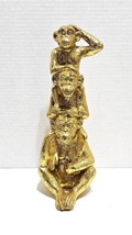 Stacking Gold Polyresin 3 Monkeys 12&quot; Statue Home Decor Figurine Hobby L... - $266.59 MXN